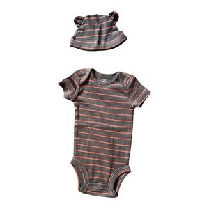 #026, Just One You Carters Striped Baby Onesie and Hat Set, size 3 mo